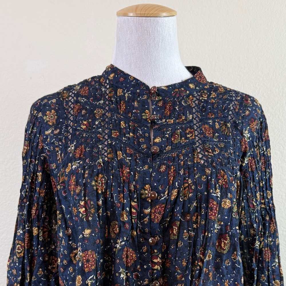 Veronica Beard Sherwood Floral Pleated Button Front‎ 100% Cotton Women's Top 6 - Picture 4 of 13